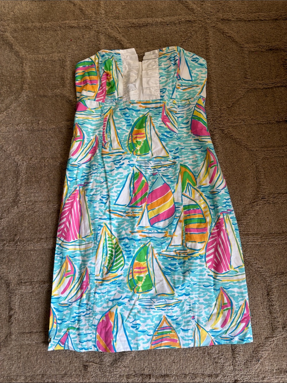 Lilly Pulitzer Colorful Sailboat Print Sundress - Turquoise, Pink, Green, Yellow